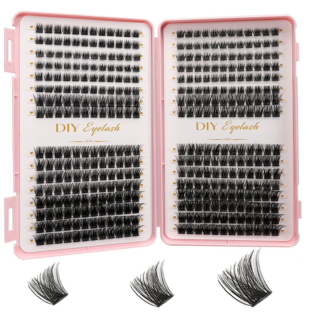 Eyelash Extension In Chinese - DIY Wimperverlengingsboek, 384/416 D-Curl Clusters, Cat/Fox