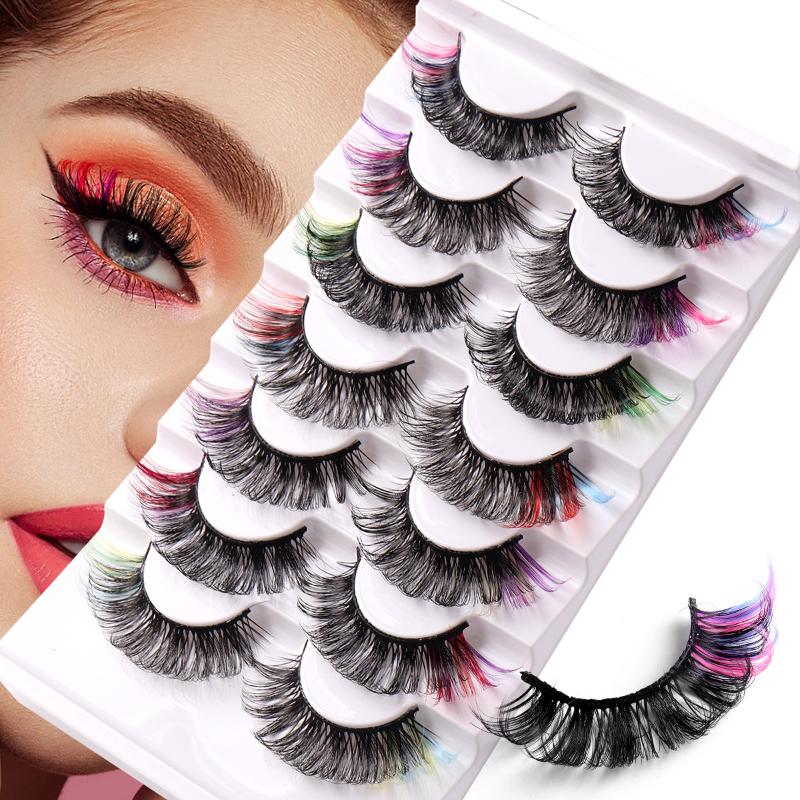 7 Paar Kleurrijke Nepwimpers 3 - Eyelash Extension Russian Volume recensie en prijs